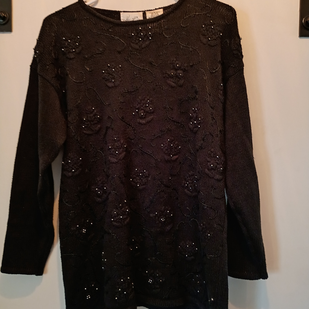 Kathy Lee Black Beaded Sweater - Picture 8 of 10